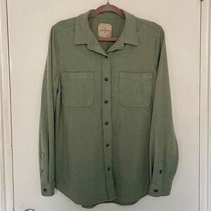 Sage Pinstripe Relaxed Flannel Button Down Shirt | Perfect Condition